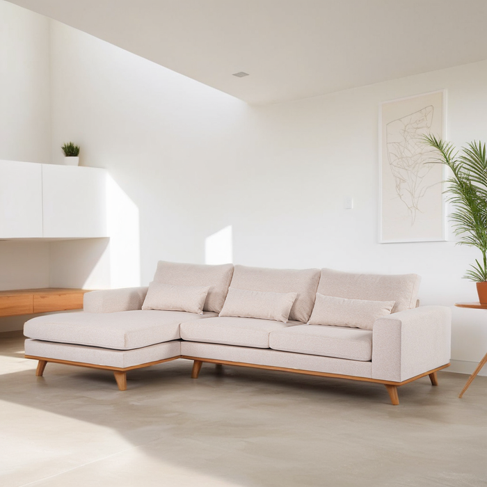 Rozkładana sofa narożna Caro | Beżowa Grande
