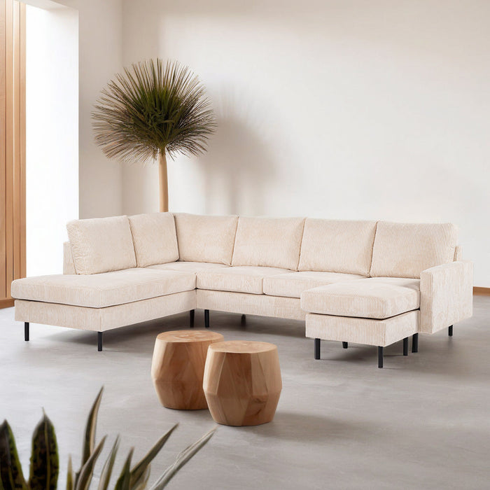 Rozkładana sofa narożna Lisa | Długi fotel | Beżowy Lincoln