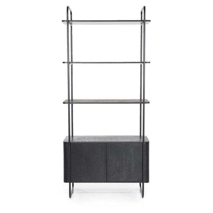 Kast James | Czarny Mahoń | Otwierane Półki | 96cm