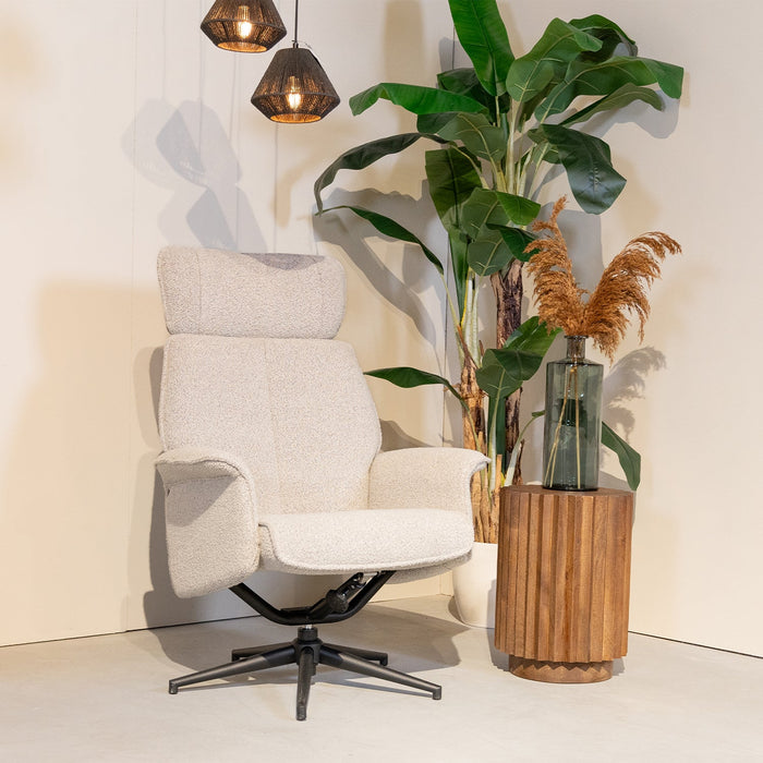 Relaksacyjny fotel Verdal | Naturalny Bouclé