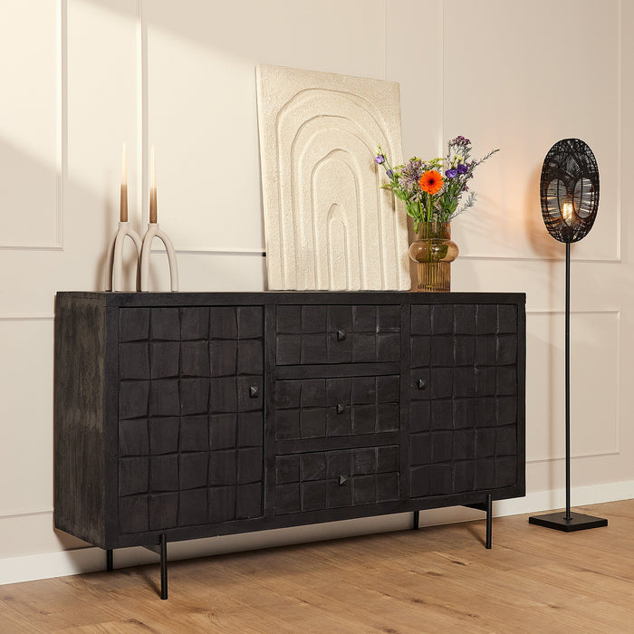 Szafka Dressoir Brandy Black | 160 cm | Czarny mango