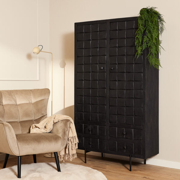 Szafka Brandy Black | 2 drzwi 4 szuflady