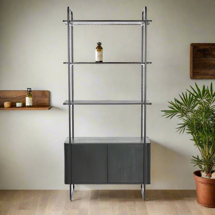 Kast James | Czarny Mahoń | Otwierane Półki | 96cm