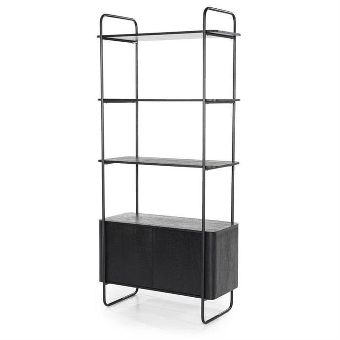 Kast James | Czarny Mahoń | Otwierane Półki | 96cm