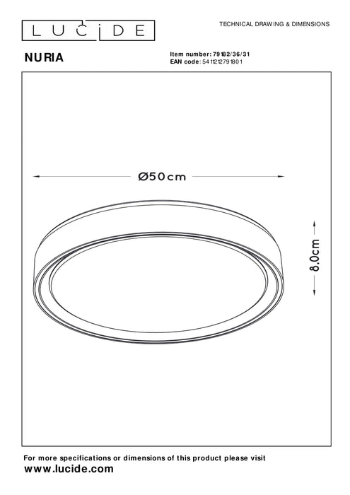 Plafonièra Nuria | Ø 50 cm | Biała